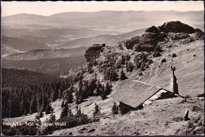 AK Arber, Berghütte, Richard Wagner Kopf, gelaufen 1964