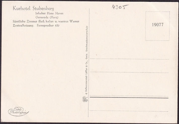 AK Gernrode, Kurhotel Stubenberg, ungelaufen