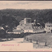 AK Gruss aus Mägdesprung, Hotel Mägdesprung, Obelisk, ungelaufen