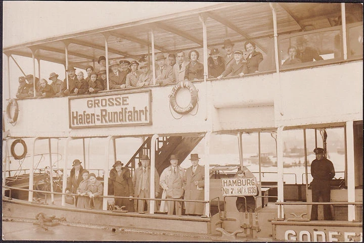 AK St. Pauli, Landungsbrücken, Große Hafen Rundfahrt, Foto AK, ungelaufen- datiert 1936