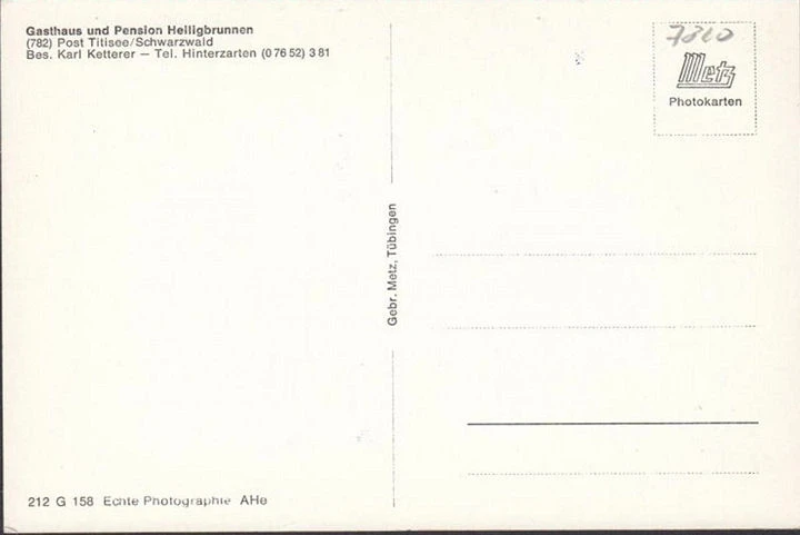 AK Titisee Neustadt, Gasthaus und Pension Heiligbrunnen, ungelaufen
