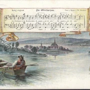 AK Am Wörthersee, Ruhig wiegend, Liederkarte, gelaufen 1900