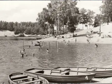 AK Bad Liebenwerda, Waldbad, Strand, Boote, ungelaufen