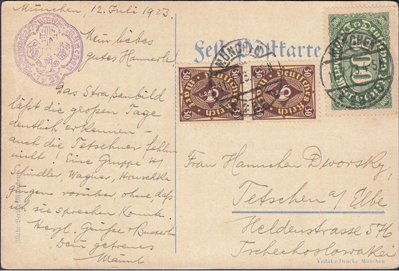 AK München, 13. Deutsches Turnfest 1923, gelaufen 1923