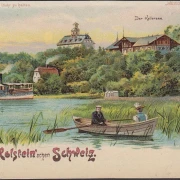 AK Gruss aus der Holsteinische Schweiz, Der Kellersee, Dampfer, Ruderboot, Litho, ungelaufen