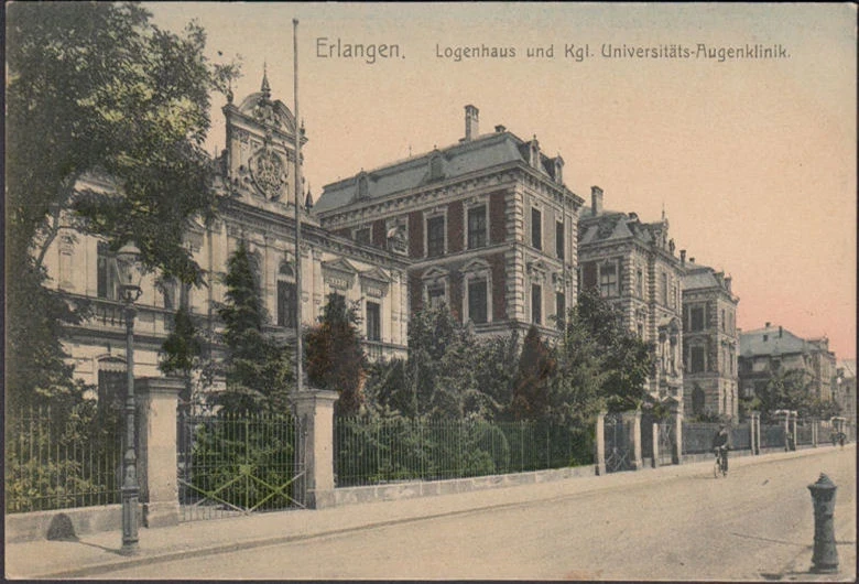 AK Erlangen, Logenhaus, Königliche Universitäts Augenklinik, gelaufen 191?