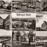 AK Hattingen, Rathausstraße, Postamt, Bahnhof, gelaufen 1963