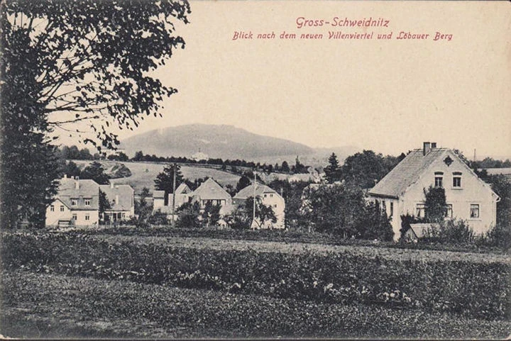 AK Großschweidnitz, Blick nach dem neuen Villenviertel und Löbauer Berg, ungelaufen