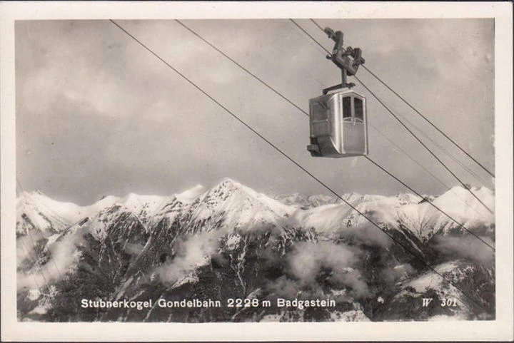 AK Bad Gastein, Stubnerkogel, Gondel, Foto AK, gelaufen 1955