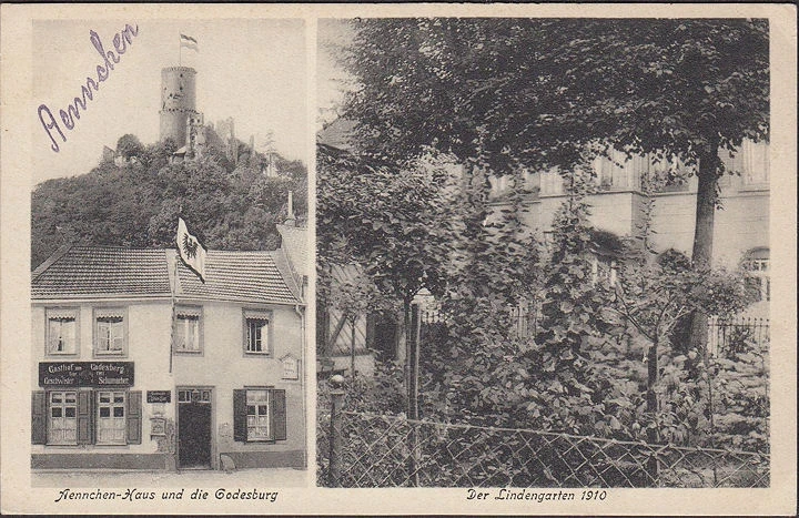 AK Bad Godesberg, Aennchen Haus, Godesburg, Lindengarten um 1910, ungelaufen