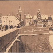 AK Würzburg, Alte Mainbrücke im Winter, gelaufen 1911