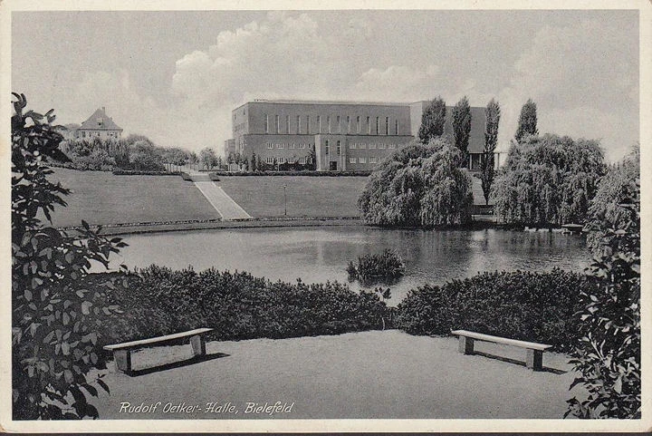 AK Bielefeld, Rudolf Oetker Halle, gelaufen 1937