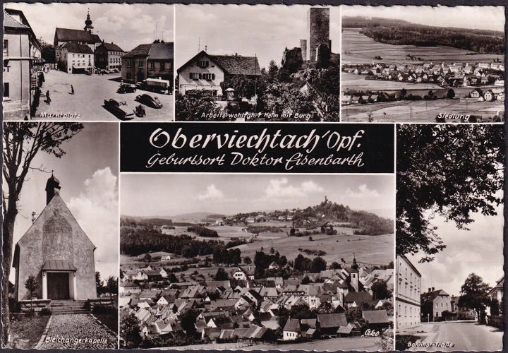 AK Oberviechtal, Marktplatz, Arbeiterwohlfahrt Heim, Bleichangerkapelle, Bahnhofstraße, gelaufen 1962