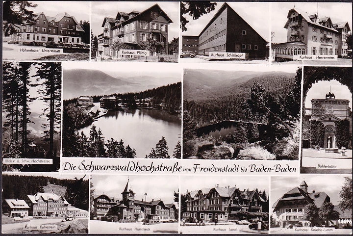 AK Kurhaus Schliffkopf, Kurhaus Plättig, Kurhaus Ruhestein, Kurhaus Herrenwies, ungelaufen-datiert 1960