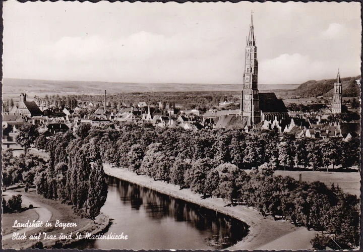 AK Landshut, Blick auf Isar und Martinskirche, ungelaufen