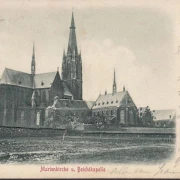 AK Gruss aus Kevelaer, Marienkirche und Beichtkapelle, Präge AK, gelaufen 1899