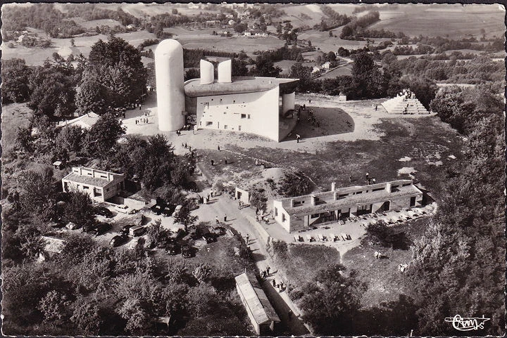 AK Ronchamp, Chapelle de Notre Dame, Fliegeraufnahme, ungelaufen