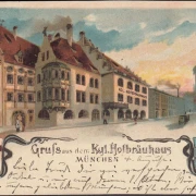 AK Gruss aus dem Königlichen Hofbräuhaus, gelaufen 1905