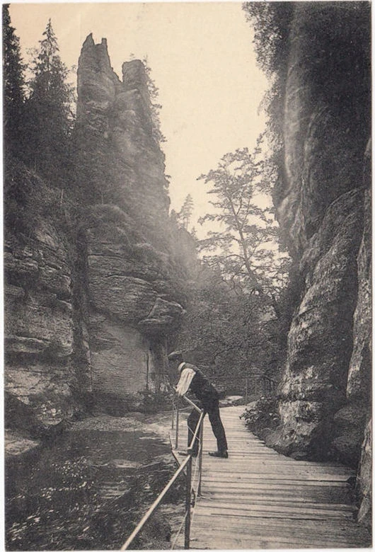 AK Edmundsklamm, Dreifussfelsen, Böhmische Schweiz, ungelaufen