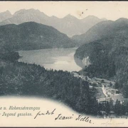 AK Alpsee und Hohenschwangau von der Jugend gesehen, gelaufen 1899