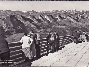 AK Säntis, Schwebebahn, Terrasse der Bergstation, gelaufen 1960