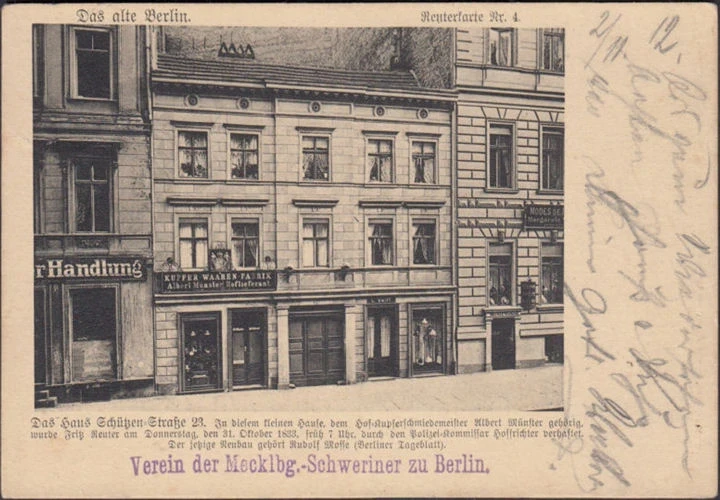 AK Berlin, Haus in der Schützenstraße 1923, Kupfer Waren Handel, gelaufen 1912