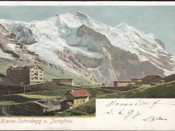 AK Bern, Kleine Scheidegg und Jungfrau, gelaufen 1906