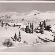 AK Bernau, Stadtansicht im Winter, gelaufen 1955