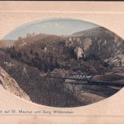 AK Beuron, Blick auf St. Maurus, Schloss Wildenstein, Passepartout, gelaufen 1916