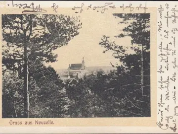 AK Neuzelle, Kloster, Passepartout, gelaufen 1903