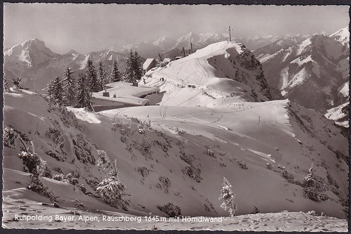 AK Ruhpolding, Rauschberg mit Hörndlwand, gelaufen 1956