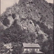 AK Bodetal, Hotel Königsruhe mit Rosstrappenfelsen, ungelaufen-datiert 1907