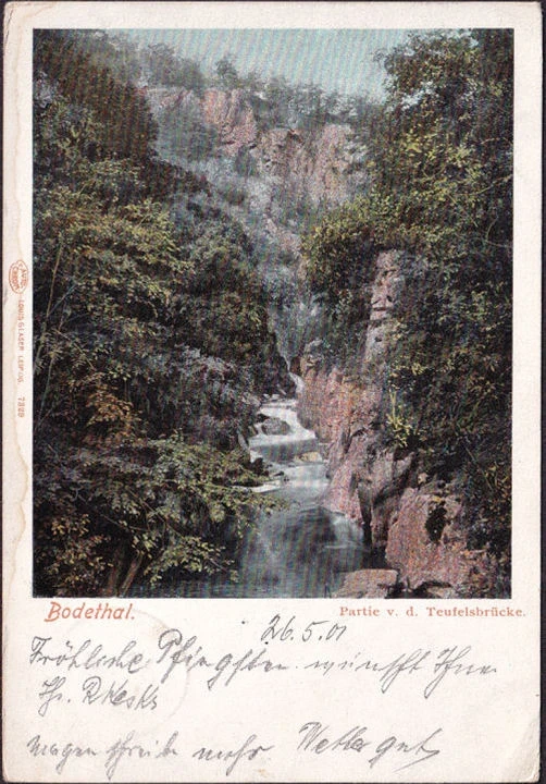 AK Bodetal, Partie von der Teufelsbrücke, gelaufen 1911