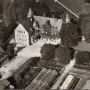 AK Paderborn, Kurheim und Schloss Hamborn, Fliegeraufnahme, gelaufen 196?