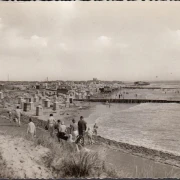 AK Borkum, Südstrand, Strandkörbe, gelaufen 1964