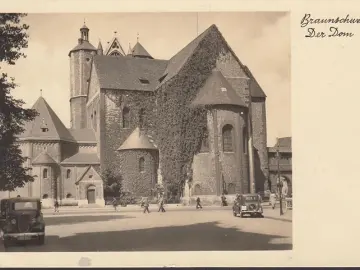 AK Braunschweig, Der Dom, Auto, LKW, gelaufen 1939