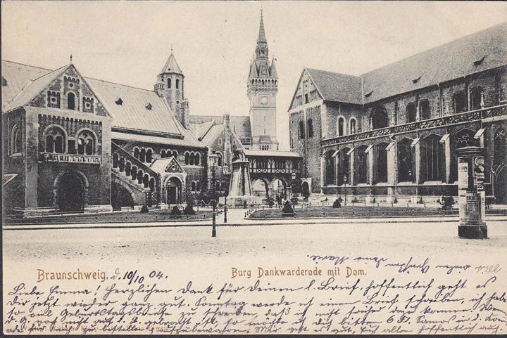 AK Braunschweig, Burg Dankwarderode mit Dom, gelaufen 1904