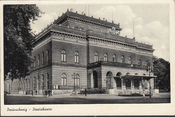 AK Braunschweig, Staatstheater, gelaufen 1951