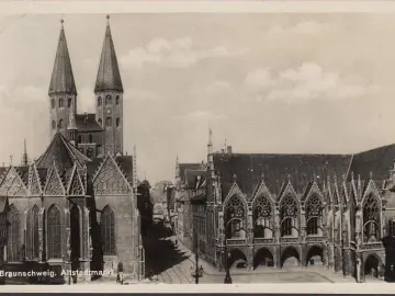 AK Braunschweig, Altstadtmarkt, Bahnpost, gelaufen 193?