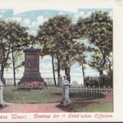 AK Wesel, Denkmal der 11. Schillschen Offiziere, gelaufen 1902