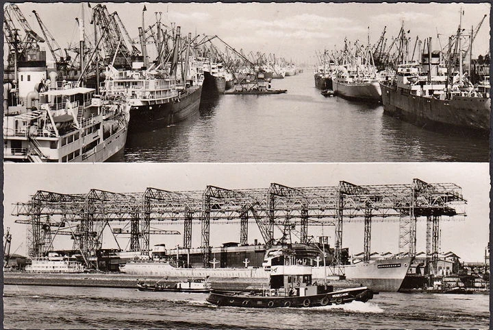 AK Bremen, Überseehafen, Schiffswerft, Schlepper Vesesack, gelaufen 1960