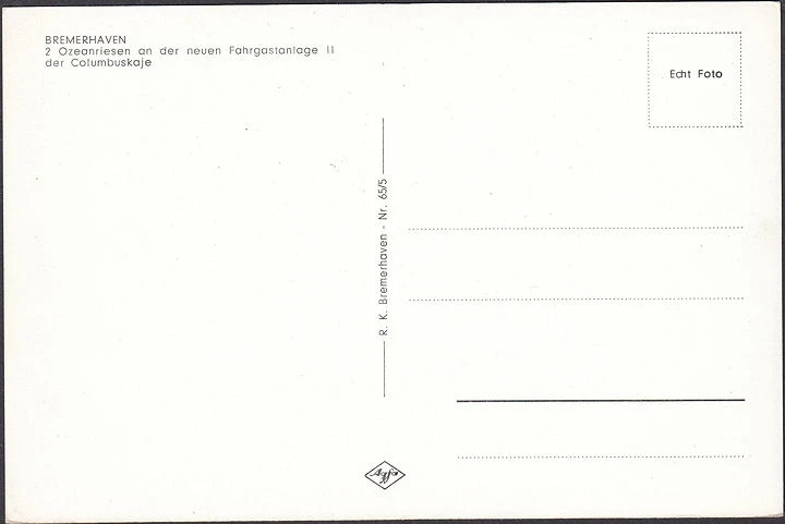 AK Bremerhaven, S.S United States und TS Bremen an der Columbuskaje, ungelaufen