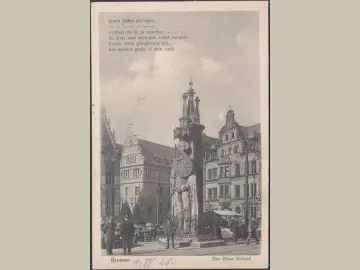 AK Bremen, Der Riese Roland, gelaufen 1925