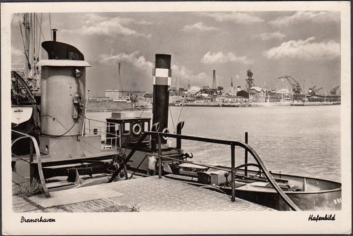 AK Bremerhaven, Hafenbild, Schlepper, gelaufen 1951