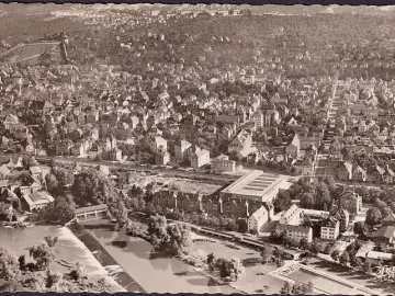 AK Esslingen, Fliegeraufnahme, Stadtansicht, gelaufen 1956