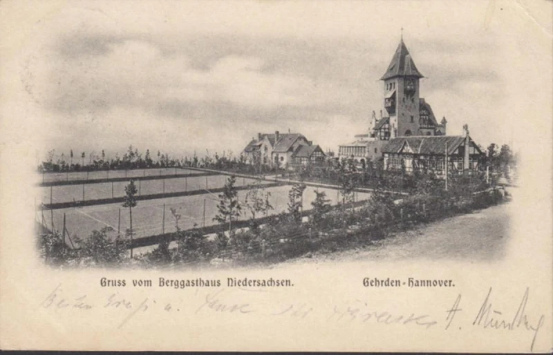 AK Gruss vom Berggasthaus Niedersachsen, Hannover Gehrden, gelaufen 1901