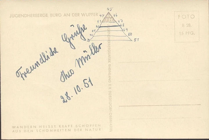 AK Burg an der Wupper, Jugendherberge, ungelaufen-datiert 1951