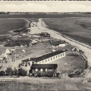 AK Fehmarn, Fliegeraufnahme, Campingplatz Wultener Hals, gelaufen 1959