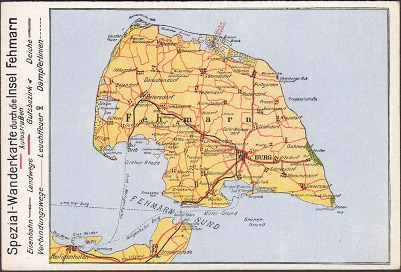 AK Burg auf Fehmarn, Spezial Wanderkarte, ungelaufen