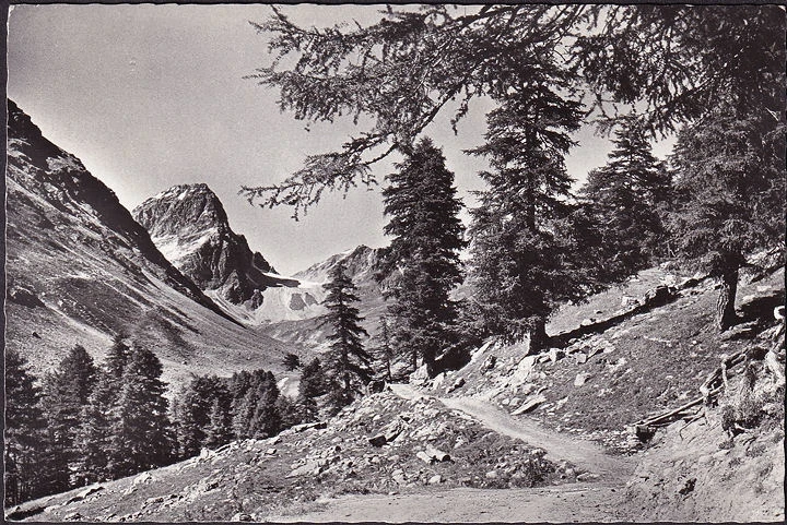 AK Guarda, Tuoital mit Piz Buin, Hotel Meisser, Davos Dorf, gelaufen 1962